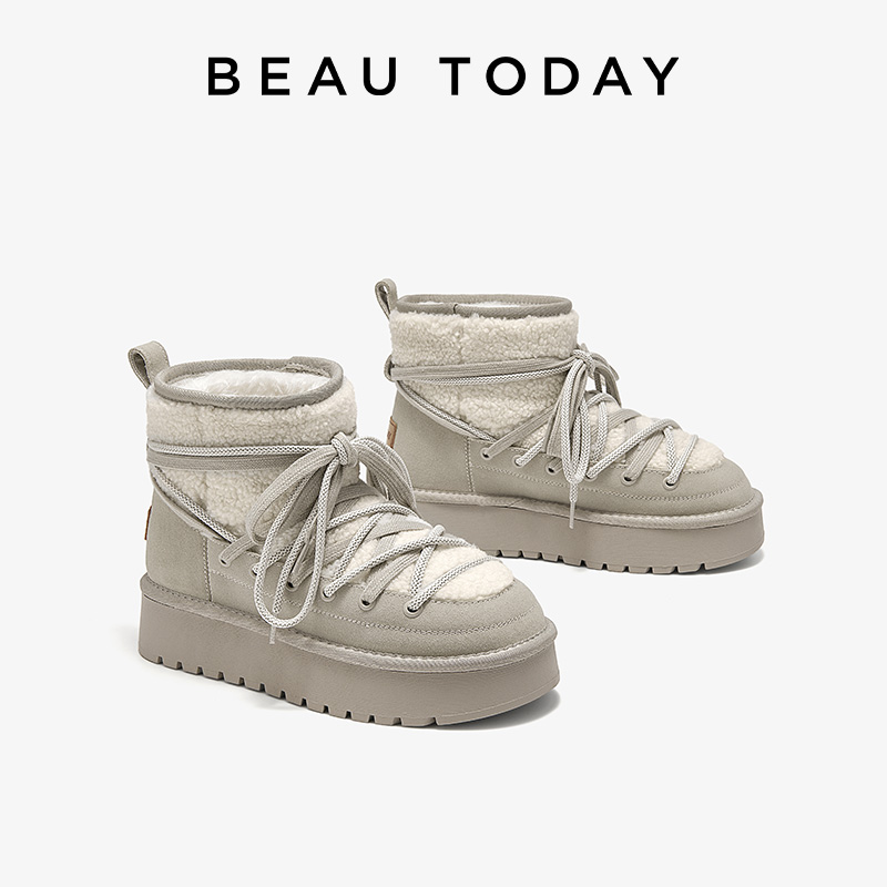 Crossfit Ladies - BEAUTODAY Snow Boots Women Cow Leather