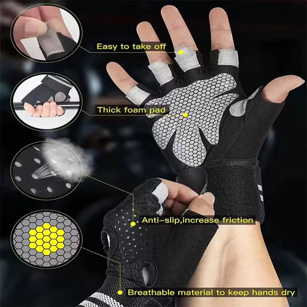 1Pair Half Finger Gym Fitness  - огляд і ціна Crossfit Training Gear